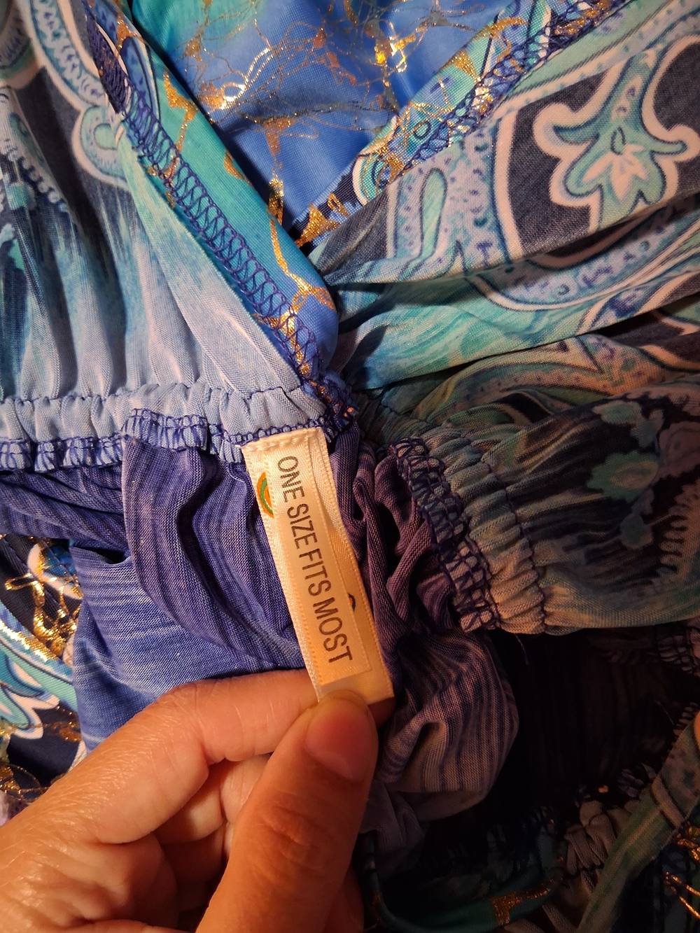 Shoreline Blue Teal and Gold Paisley V-Neck Maxi Dress - Picture 4 of 8